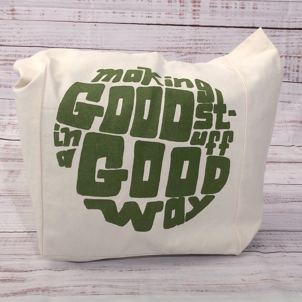 100% organic cotton Canvas Tote Bag with Green Graphic OS NWOT